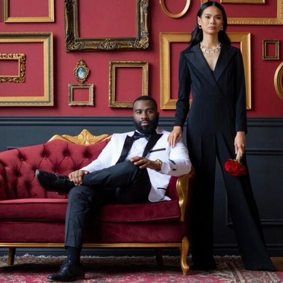 Jay Godfrey Roland Black Tuxedo Jumpsuit Long Sleeve Wide Leg Elegant FormalWear - Picture 8 of 16